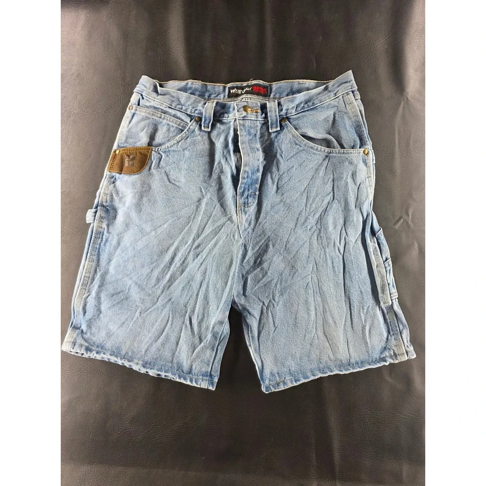Wrangler Riggs Workwear Mens Light Wash Denim Carpenter Shorts 3W320VI Size 34